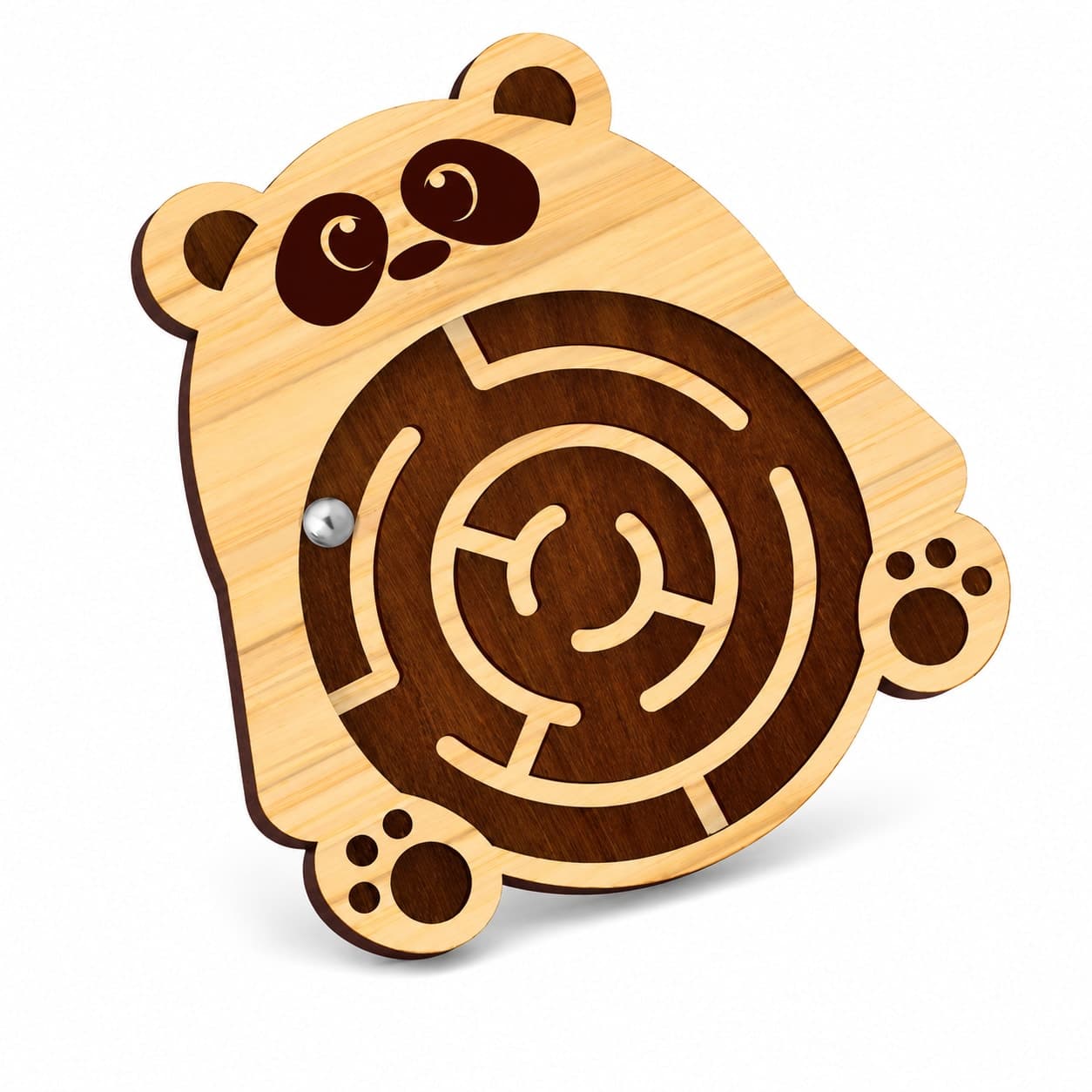WoodyTales Premium Wooden Panda Labyrinth Maze Board – Balance & Concentration Puzzle Game for Kids