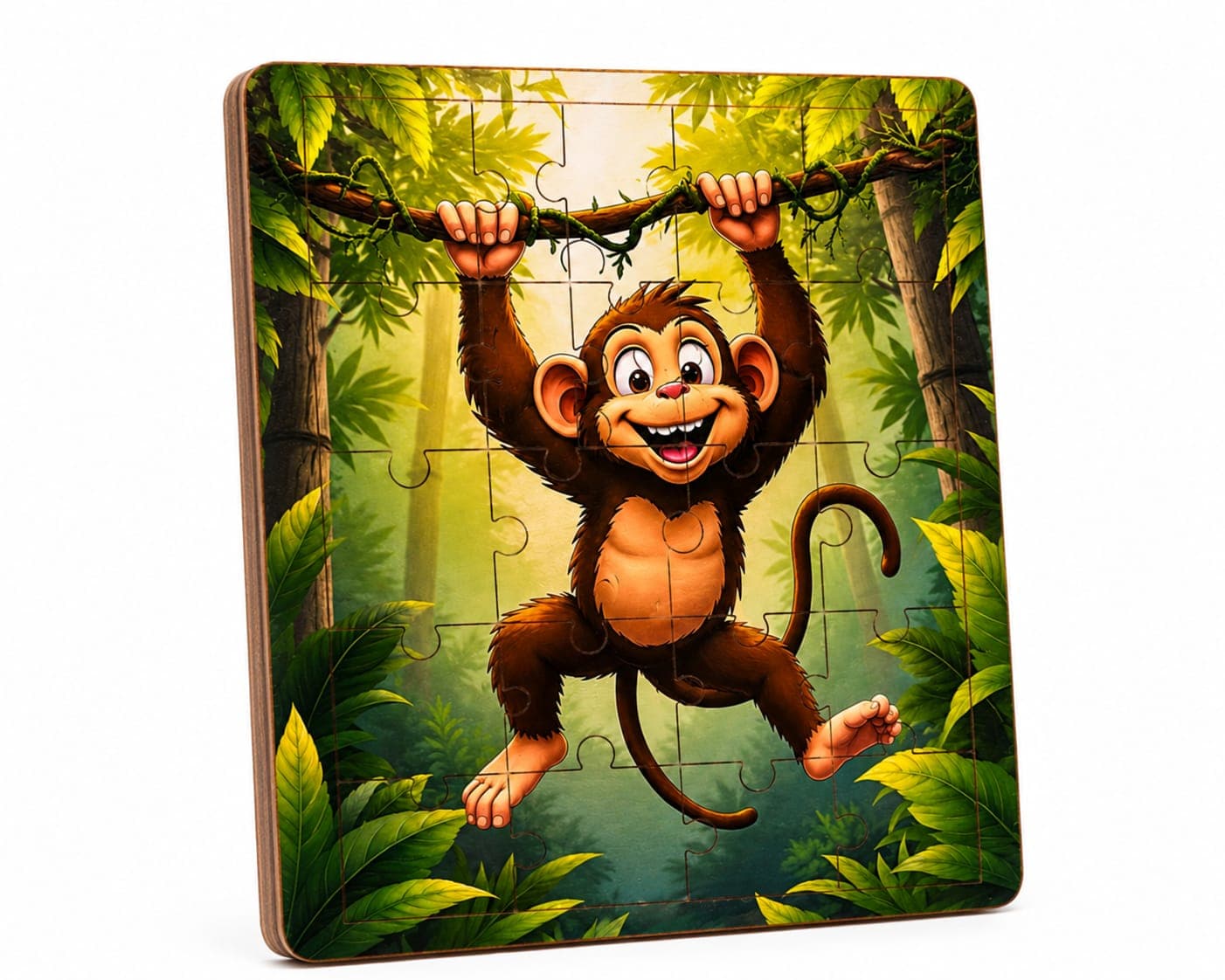 WoodyTales Cheeky Monkey Wooden Jigsaw Puzzle – 20 Piece Educational Learning Toy for Kids