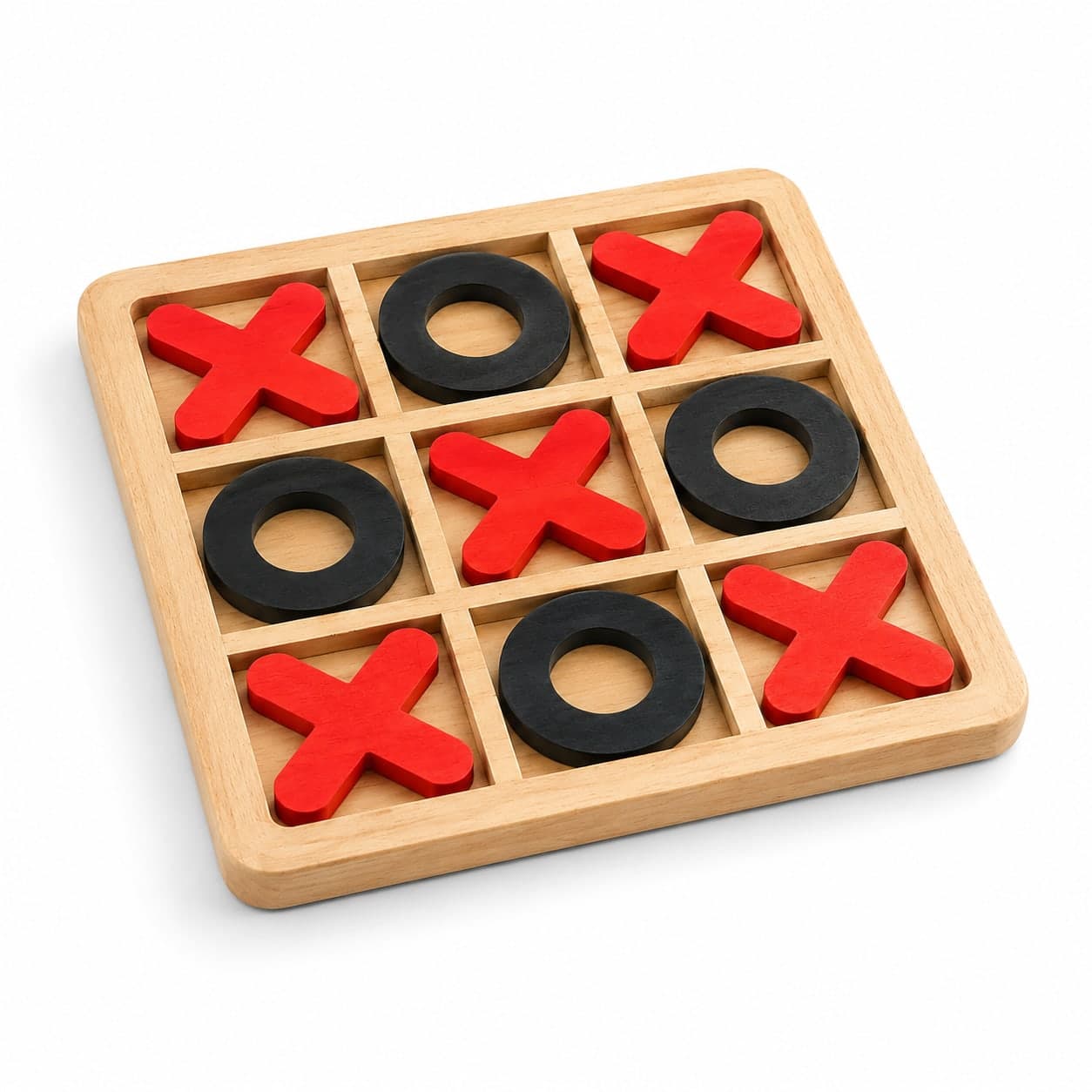 WoodyTales Premium Wooden Tic-Tac-Toe Board Game – Classic Educational Strategy Puzzle for Kids and Families