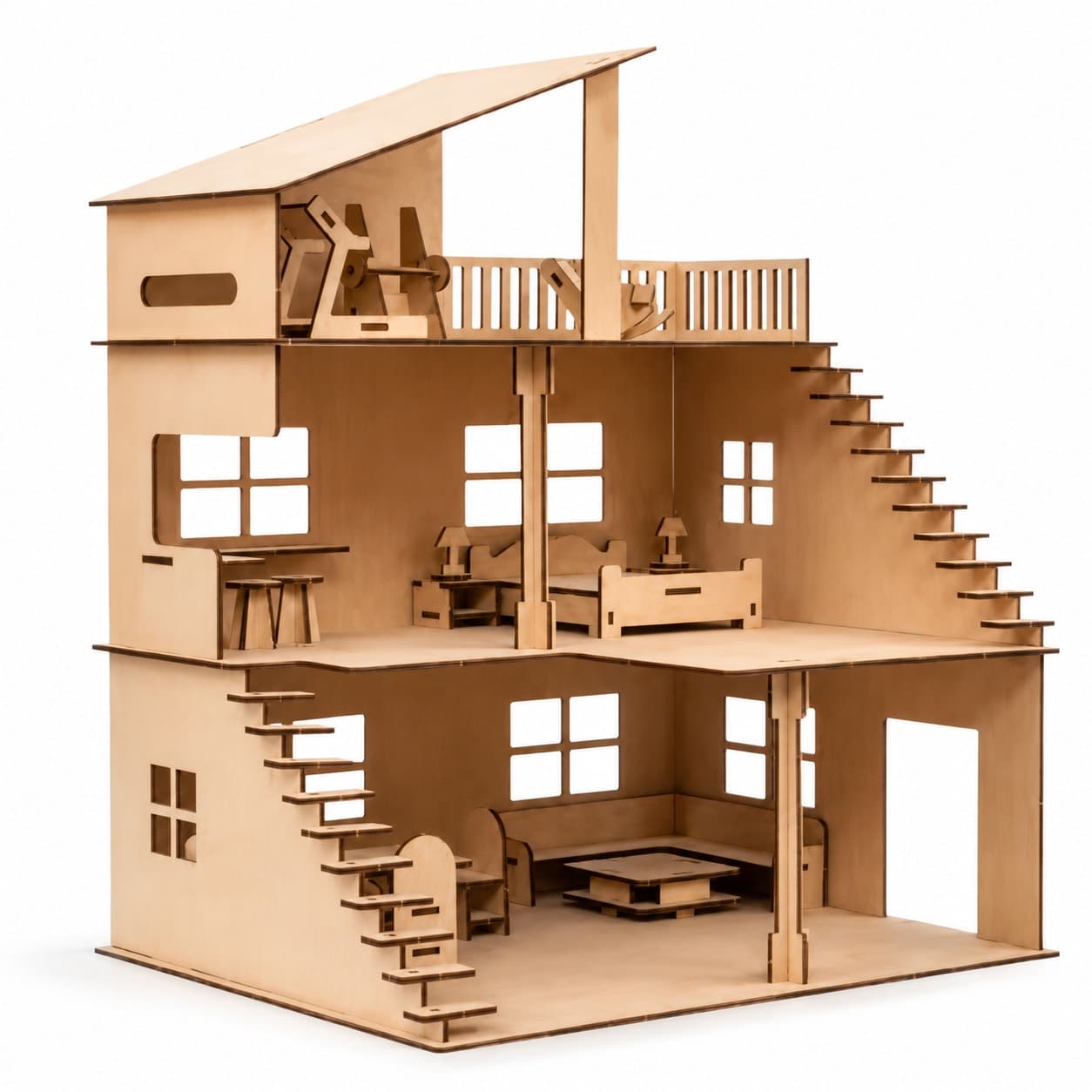 3-Storey Wooden Doll House for Kids | DIY Pretend Play & Learning Toy
