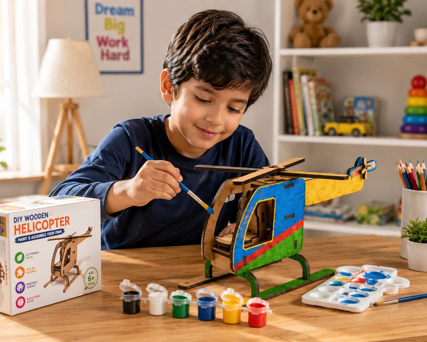 DIY Wooden Helicopter Kit for Kids | Build, Paint & Play STEM Craft Toy